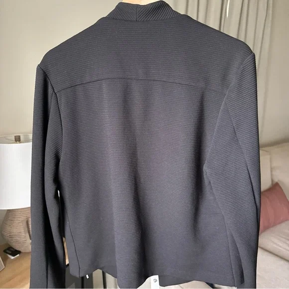 CALVIN KLEIN WOMEN’S MODERN ESSENTIALS Open Jacket Black W/Gold Zippers Sz L NWT - Picture 7 of 12